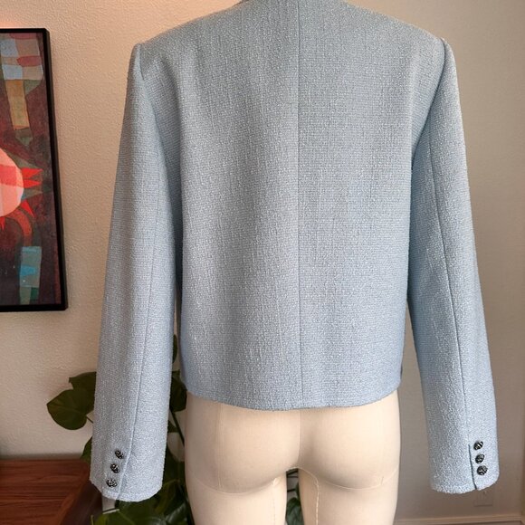 NWT CHRISTIAN LACROIX Old Money Blue Tweed Evening Jacket Preppy Elegant Blazer - Picture 4 of 9